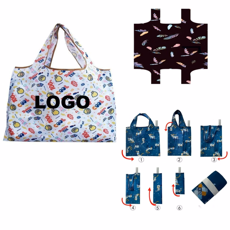 Printed Shoulder Fold Up Shopping Tote Bag