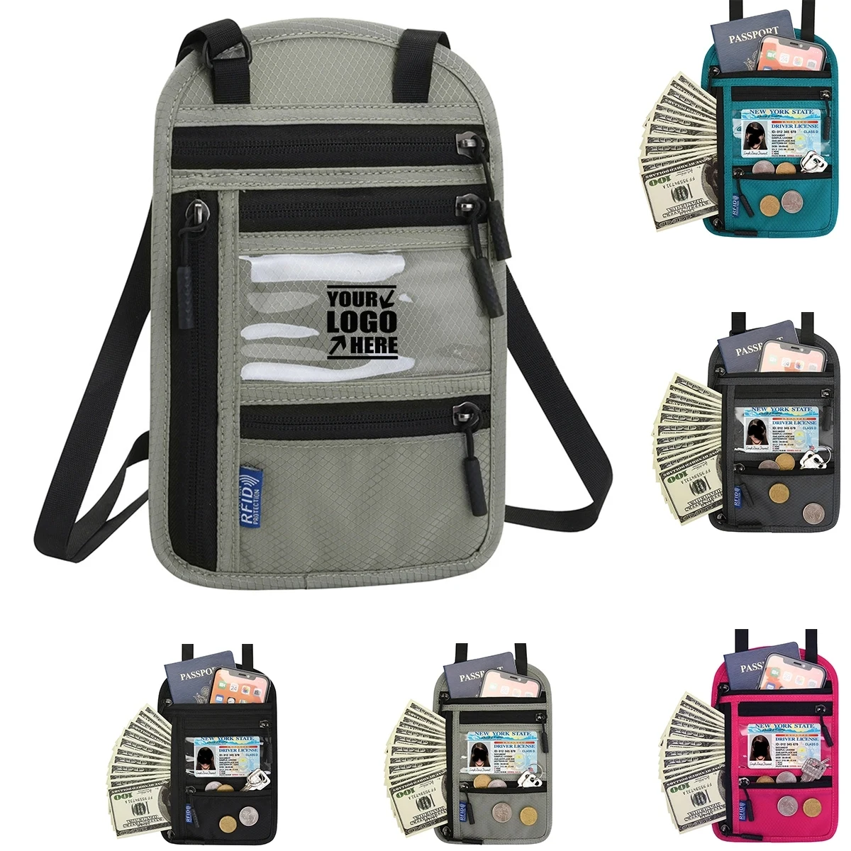 RFID Neck Pouch Passport Holder 1