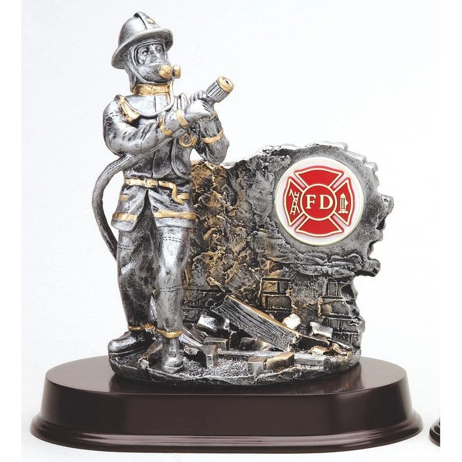 Fireman Statue With Gold Trim 1
