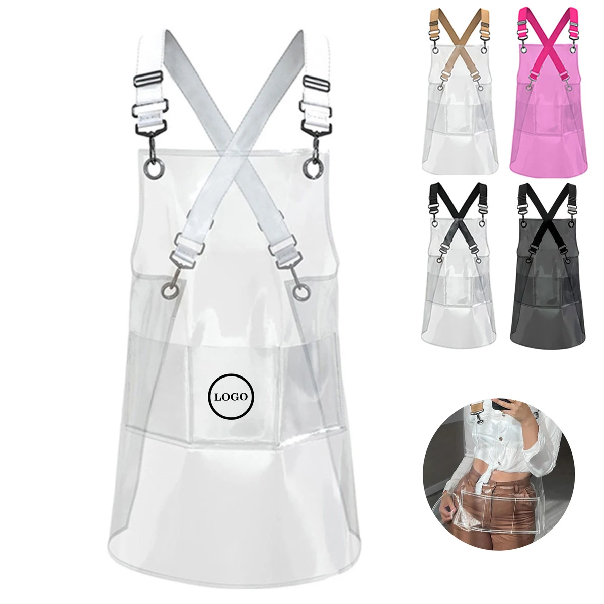 Waterproof Cross-Back Salon Apron with 3 Pockets 1