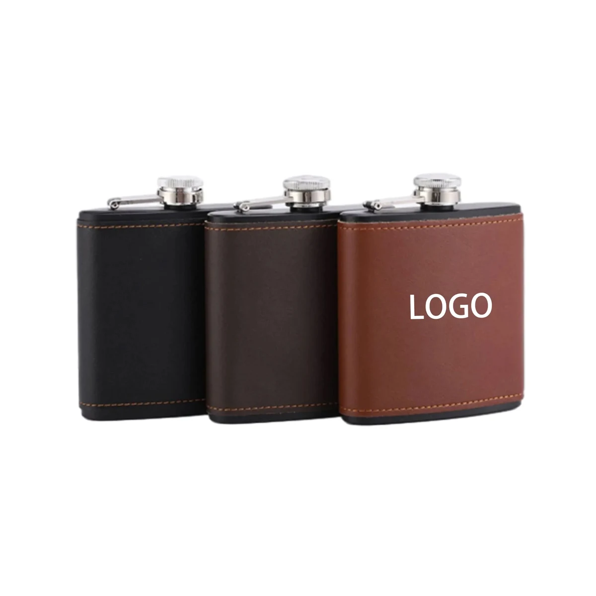 8 Oz Portable Hip Flask With Anti-Lost Cap, custom water bottle with logo imprint 1