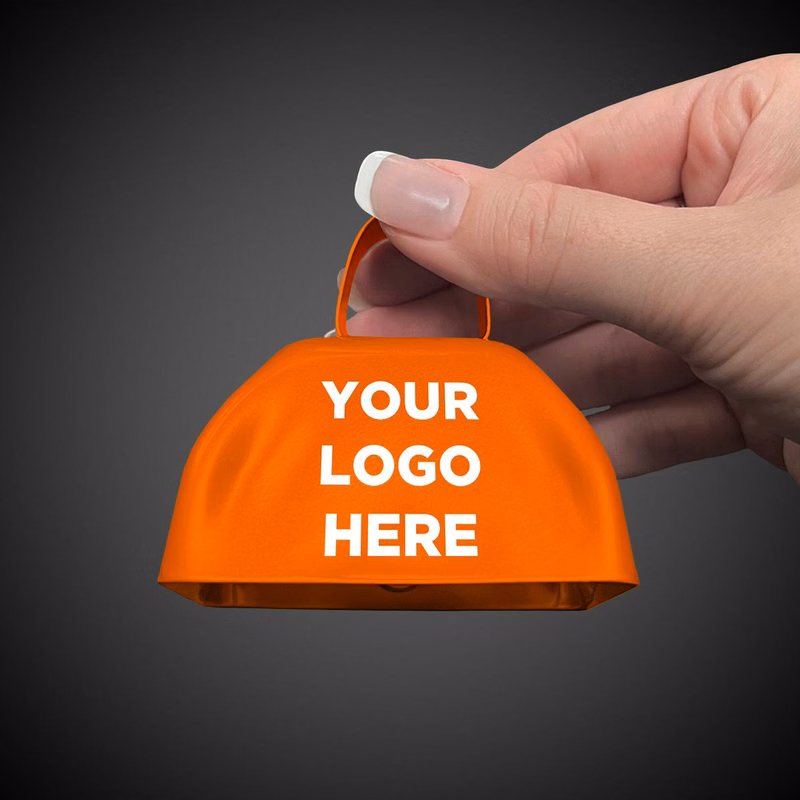 Orange 3" Metal Cowbell Printed