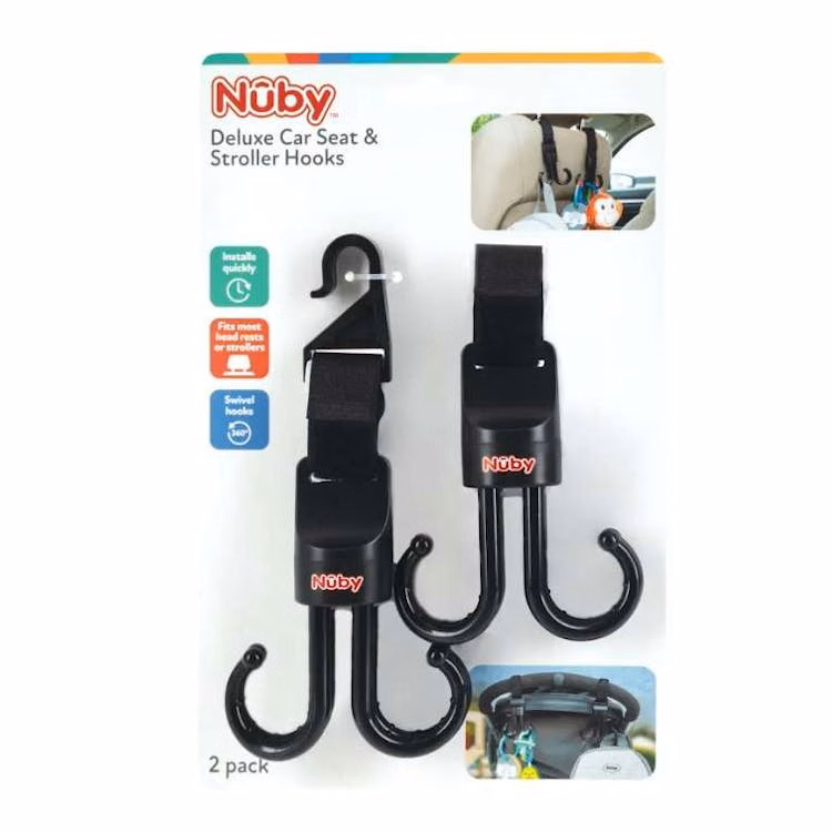 Nuby Deluxe Baby Stroller & Car Seat Hooks - 2 Packs