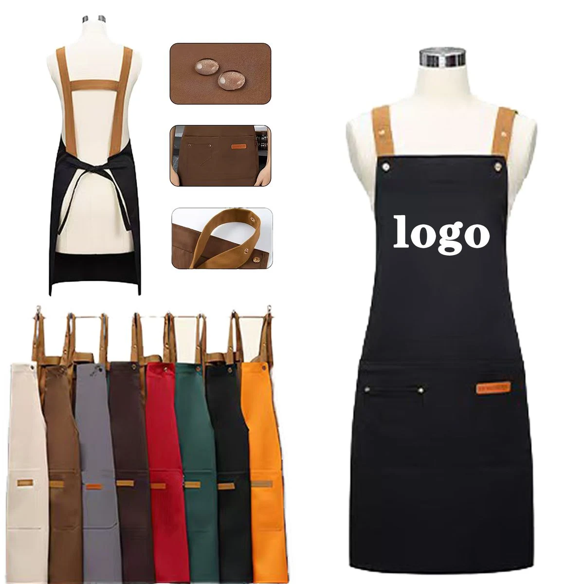 Multi Pocket Polyester Catering Uniform Apron 1
