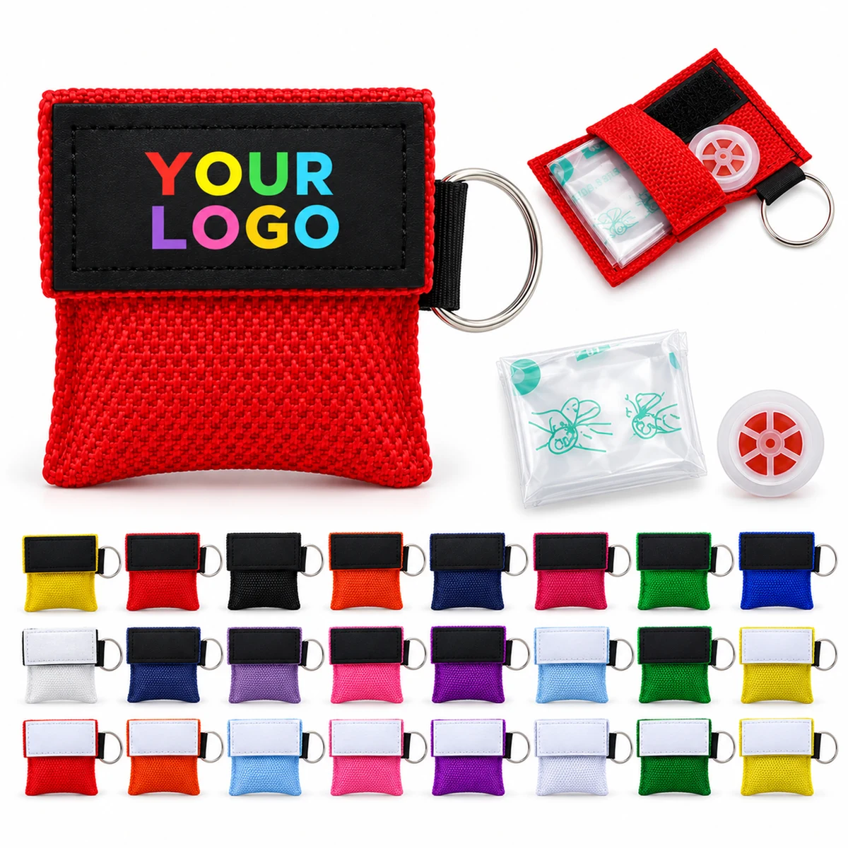 CPR Face Shield Keychain Pouch With One Way Valve 1