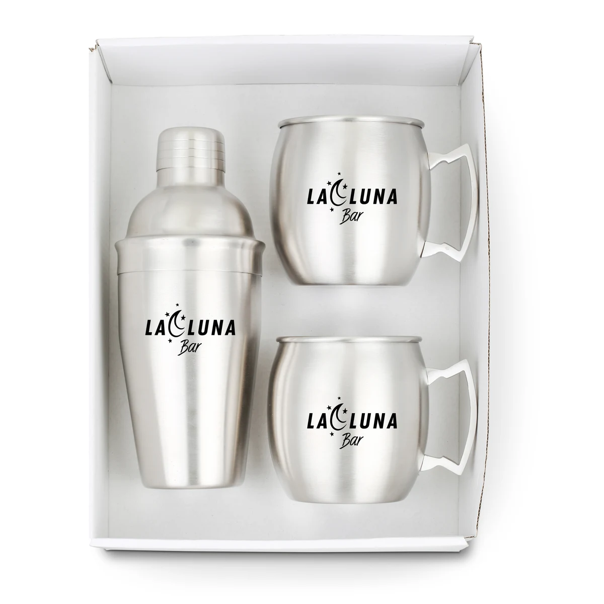 Cocktail Shaker & Mule Mug Gift Set (Brushed Stainless) 1