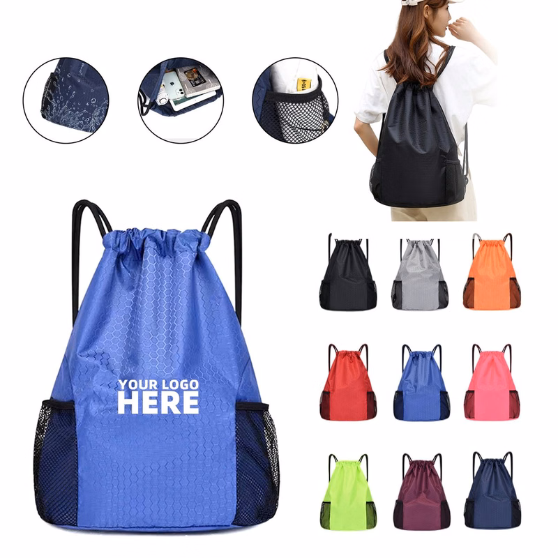Drawstring Backpack With Mesh Pocket