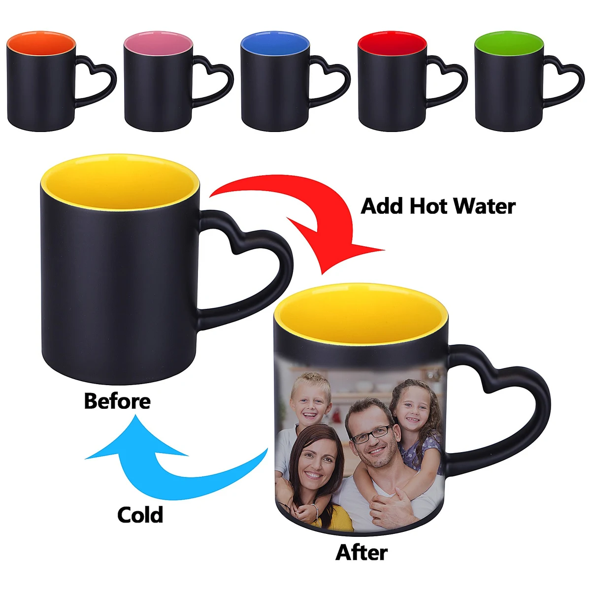 12 Oz. Magical Color Changing Mug Coffee Cup With Heart Handle 1