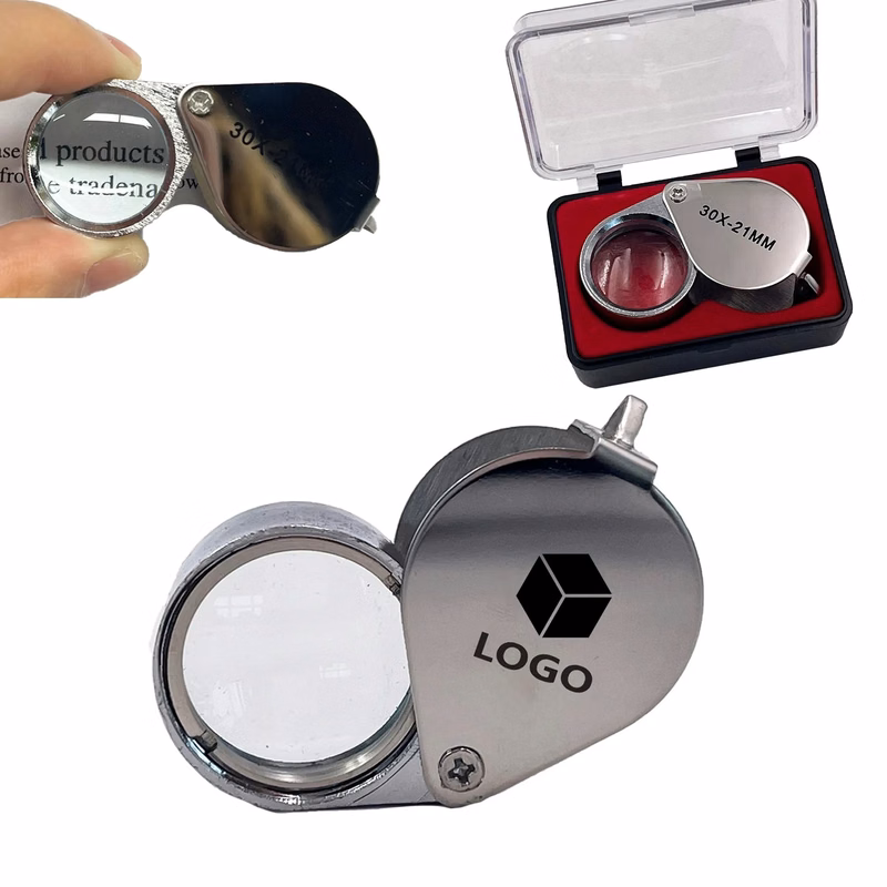 30X Glass Jewelers Loupe Foldable Magnifier With Case MOQ50