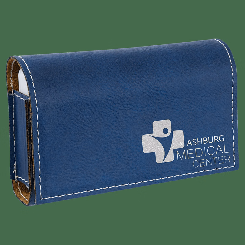 4 3/4" x 3 1/8" Blue/Silver Leatherette Pill Box