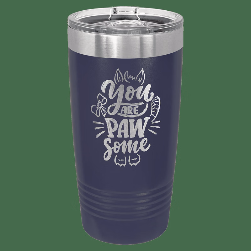 20 oz. Navy Blue Laser Engraved Polar Camel Ringneck Tumblers w/Slider Lid