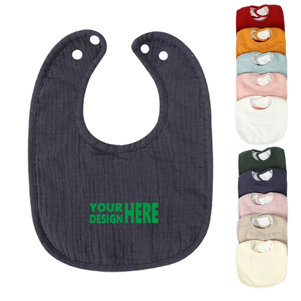 MOQ50 Absorbent Cotton Baby Bibs with Waterproof Backing 1