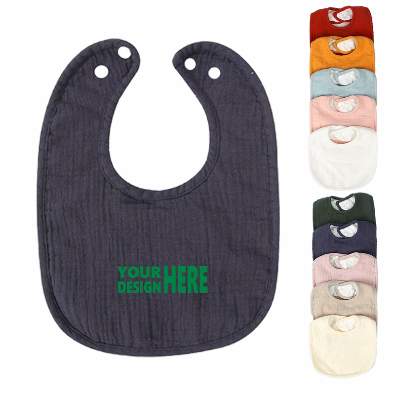 MOQ50 Absorbent Cotton Baby Bibs with Waterproof Backing