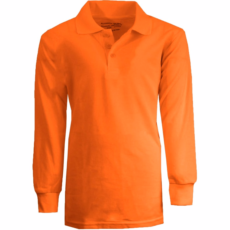 Boys' Uniform Polo Shirts - Sizes 16 - 20 Orange Long Sleeve