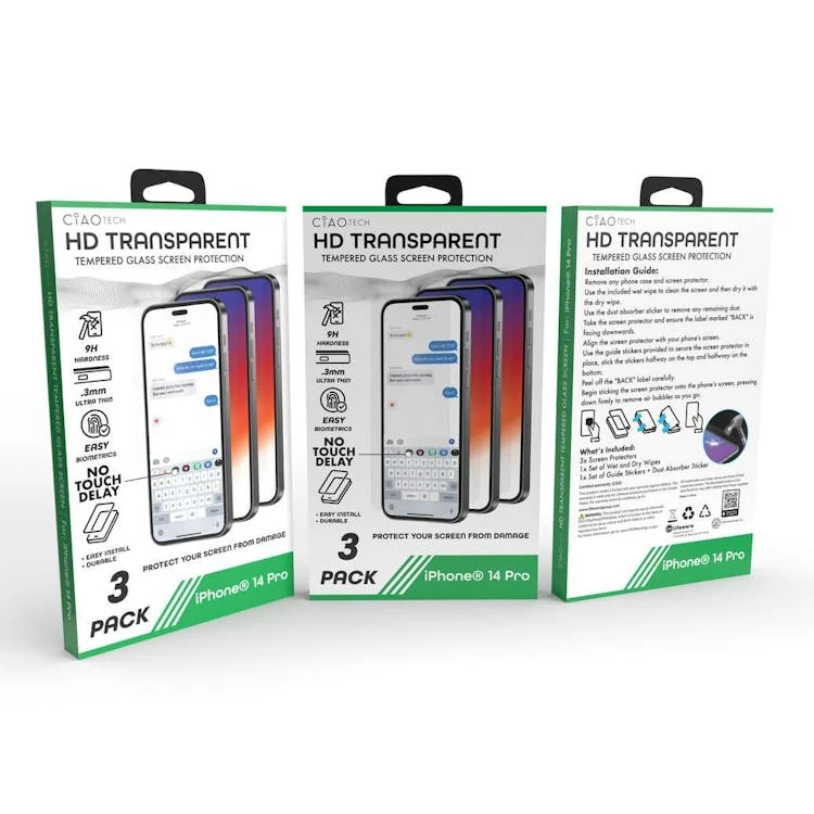 Iphone 14 Pro Glass Transparent Screen Protector 3pk 1