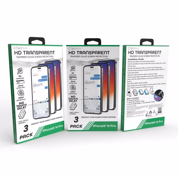 Iphone 14 Pro Glass Transparent Screen Protector 3pk