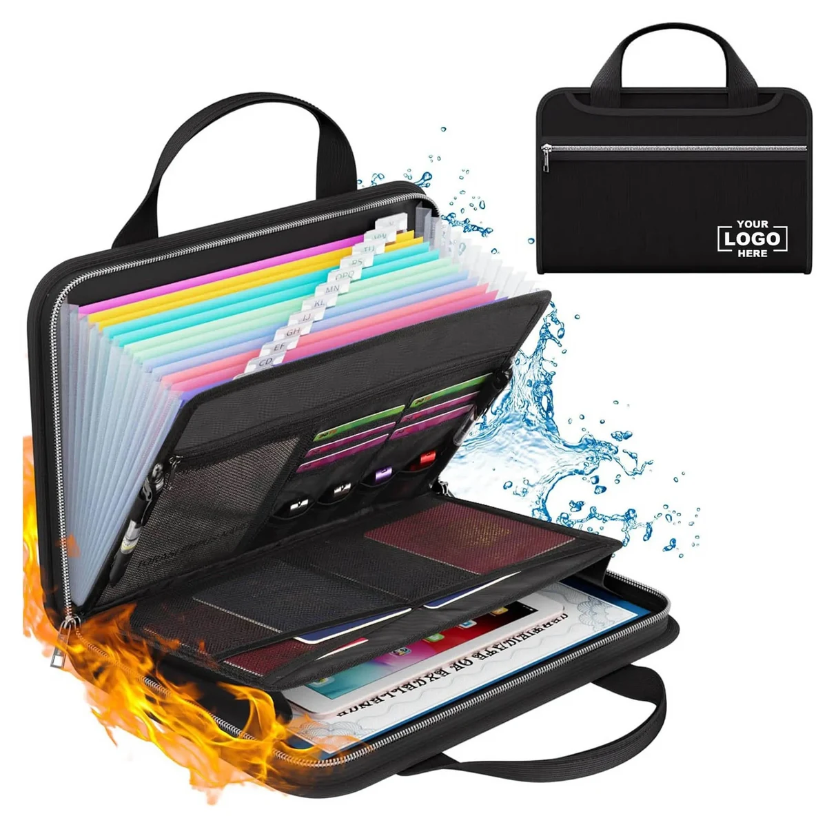 Fireproof Waterproof Accordion File Organizer With Handle 1