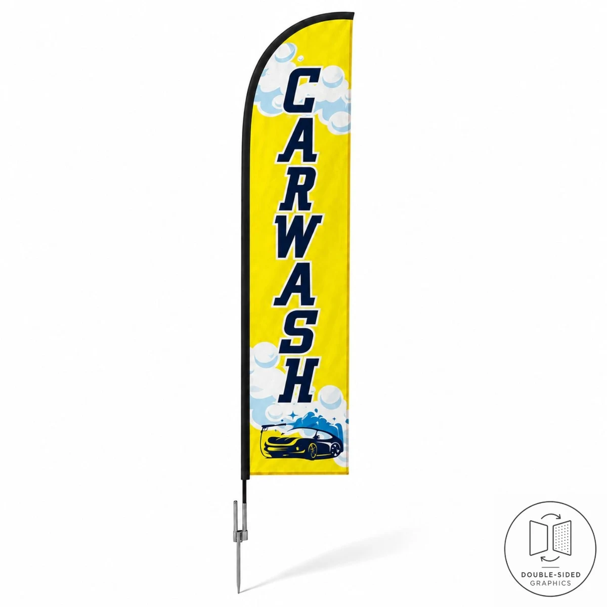 13' Medium Feather Flag Kit, Full Color Graphics Double Sided, Outdoor Spike base and Bag Included 1