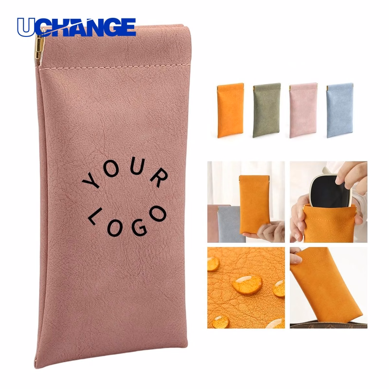 Soft Leather Eyeglass Pouch Organizer