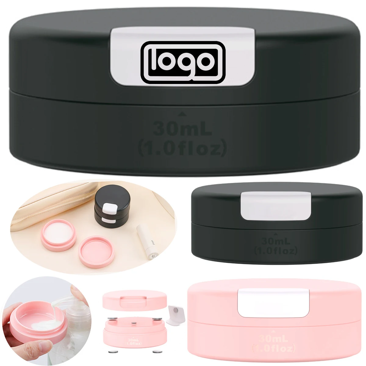 1 oz Travel Magnetic Cosmetic Container with Puff Slot 1