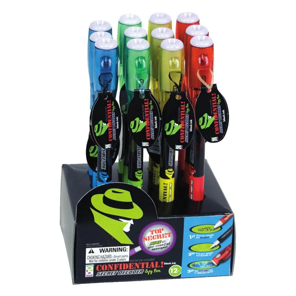 Invisible Ink Spy Pens - Assorted Colors 6" 1