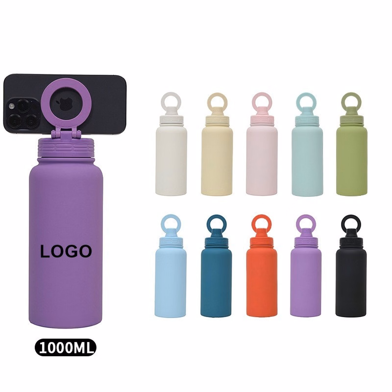 1000ML Insulated Water Bottle With Phone Holder For Travel & Sport & Gym