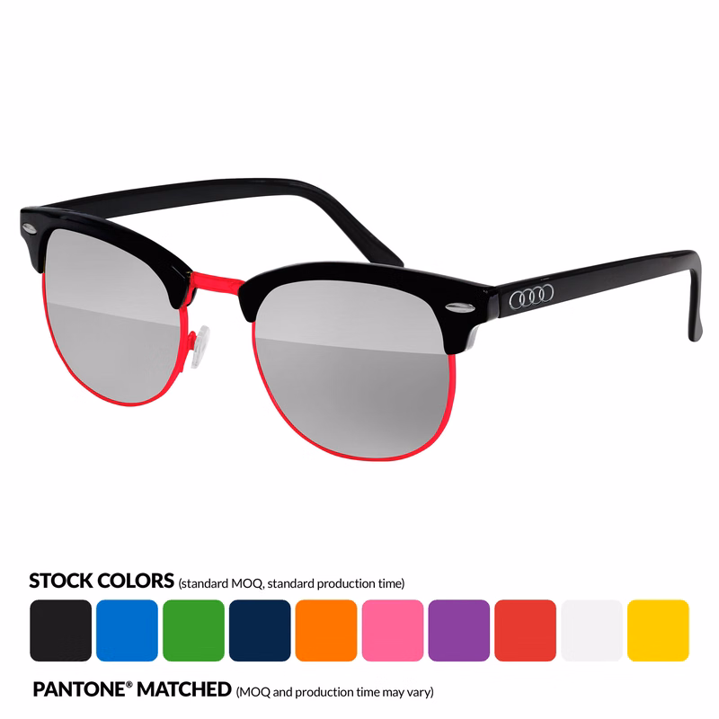Metal Club Promotional Mirror Sunglasses w/ Temple Imprint