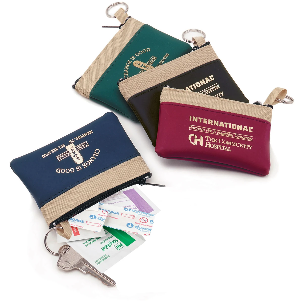 Key Ring Zippered First Aid Pouch (Standard Vinyl) 1