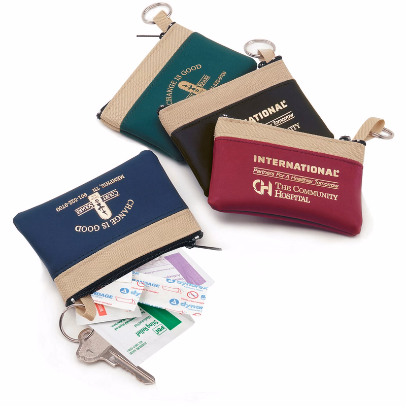 Key Ring Zippered First Aid Pouch (Standard Vinyl)