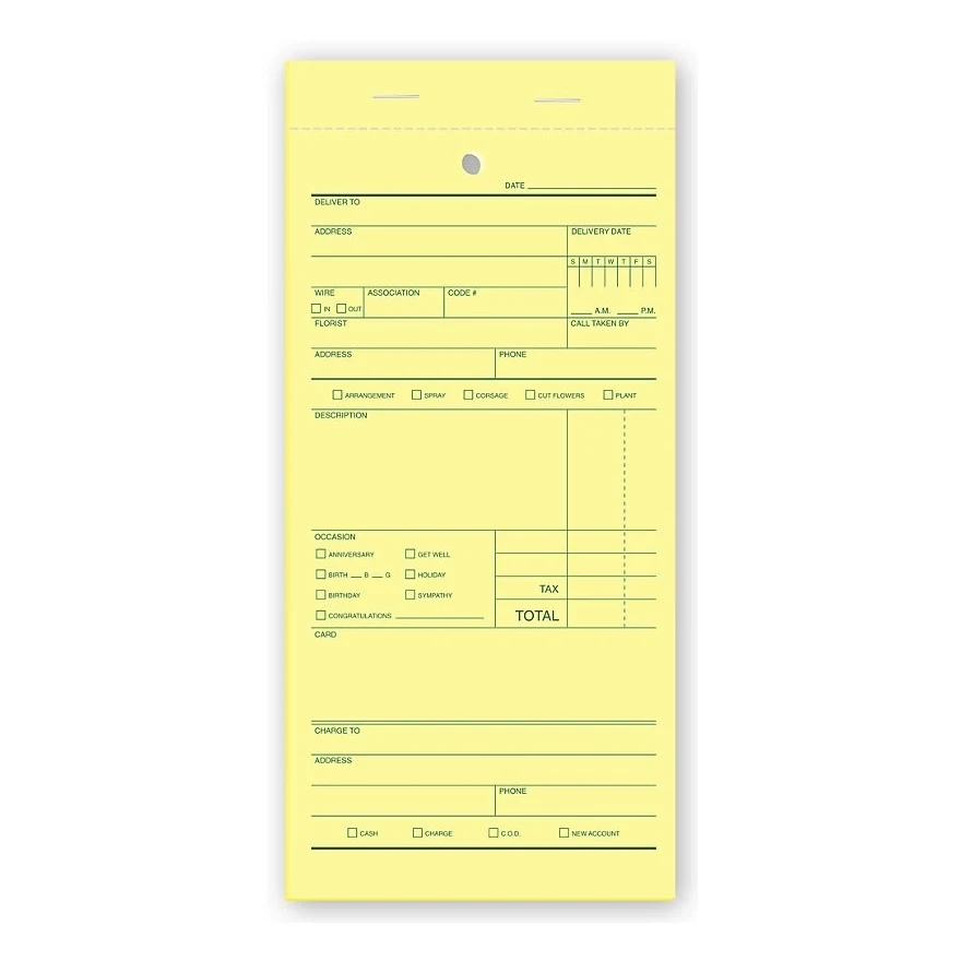 Florist Sales Order Forms, Padded 1