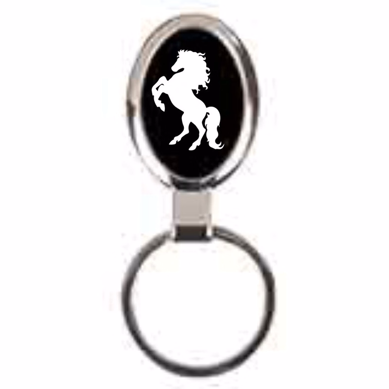 2 5/8" Black Oval Metal Keychain
