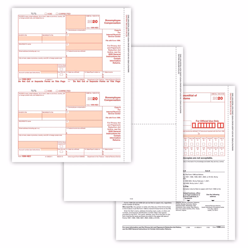 1099 NEC Laser Package Set Blank, 5-Part (50 Employees)