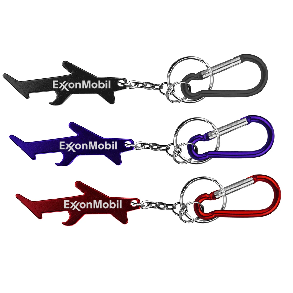 Plane / aircraft shaped aluminum bottle opener with key chain and carabiner 1