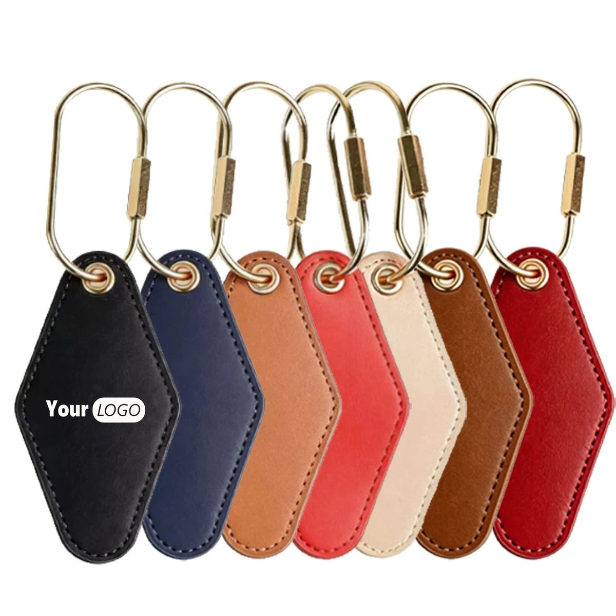 Diamond-Shaped Leather Keychain 1