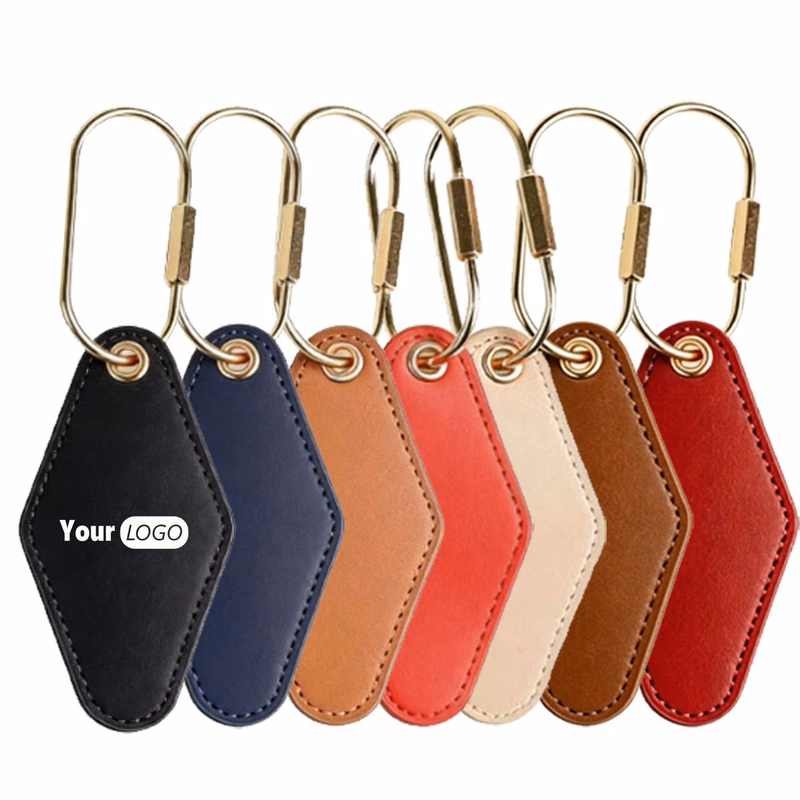 Diamond-Shaped Leather Keychain