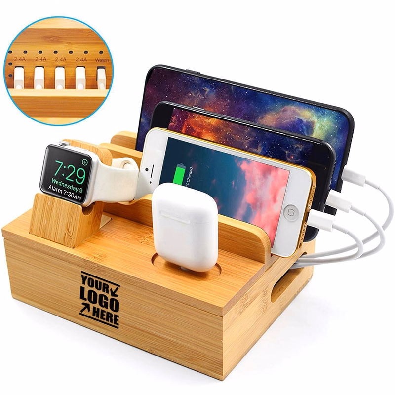 Bamboo Charging Station For Multi Device