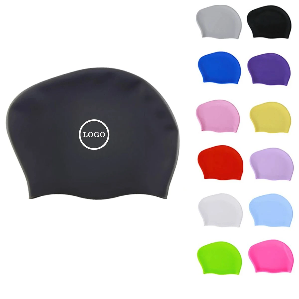 Long Hair Silicone Swim Cap 1