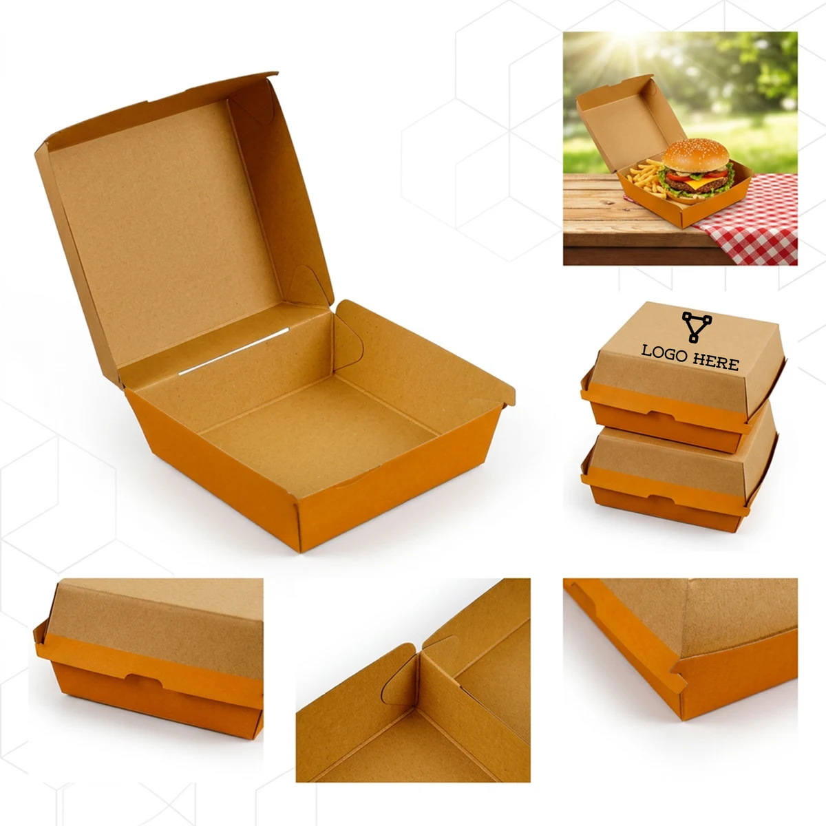 Grease-Resistant Foldable Hamburger Container 1