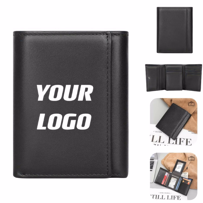 RFID Anti-Theft Function Black Genuine Leather Wallet