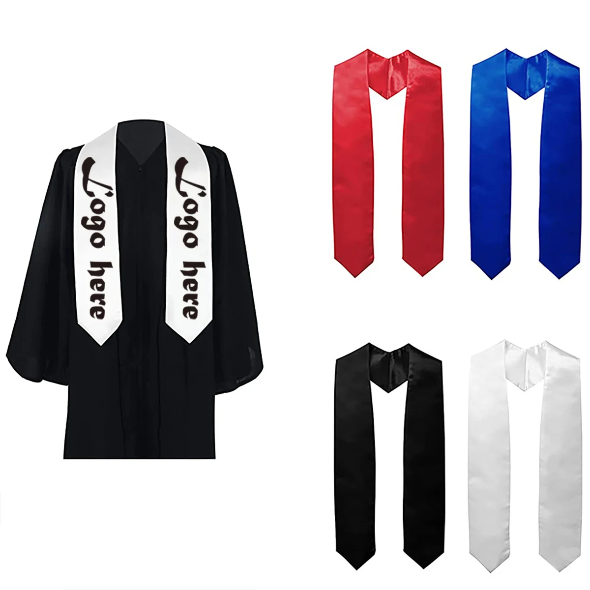 Unisex Adult Plain Graduation Stole Sash 1