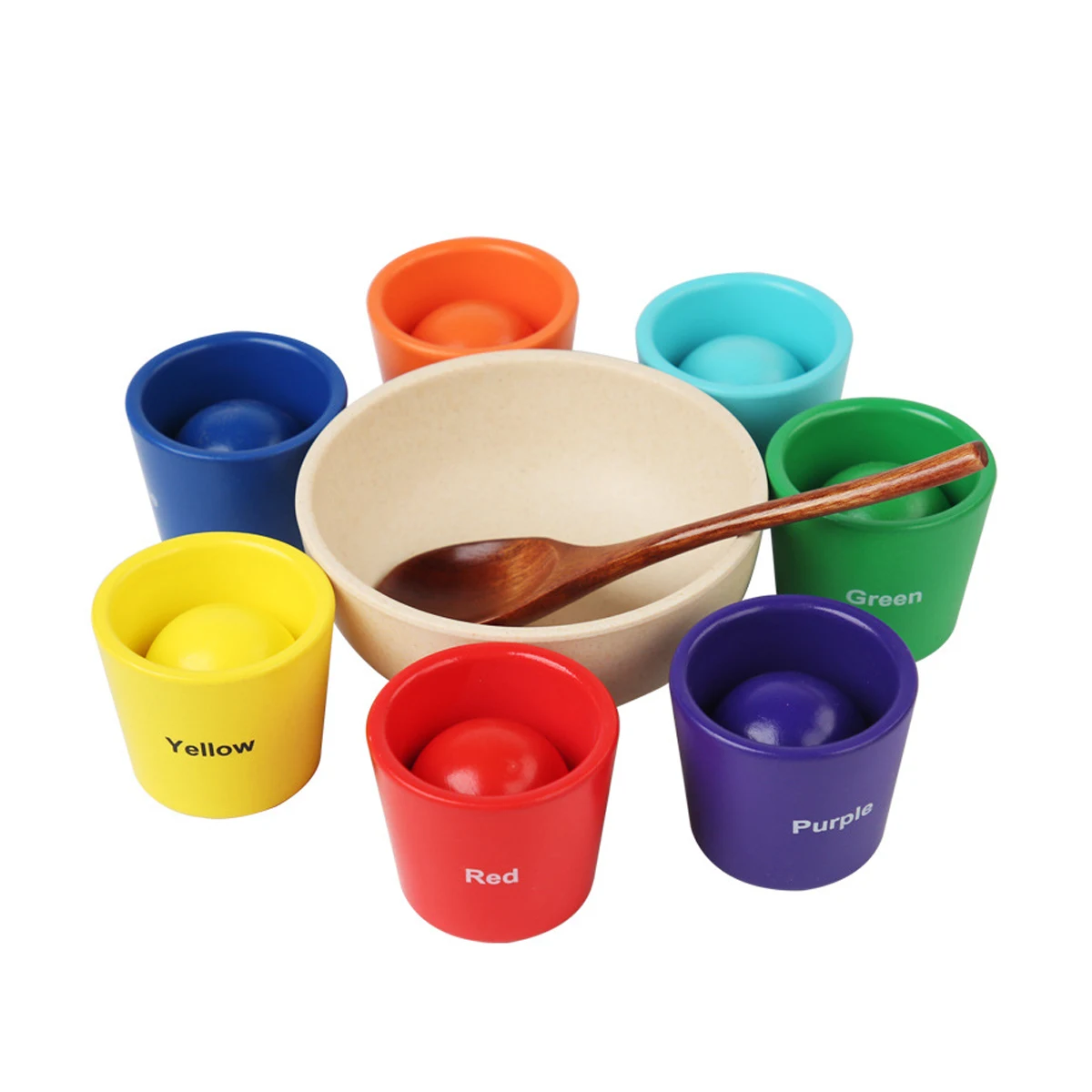 Wooden Balls in Cups Color Sorting Toy 1