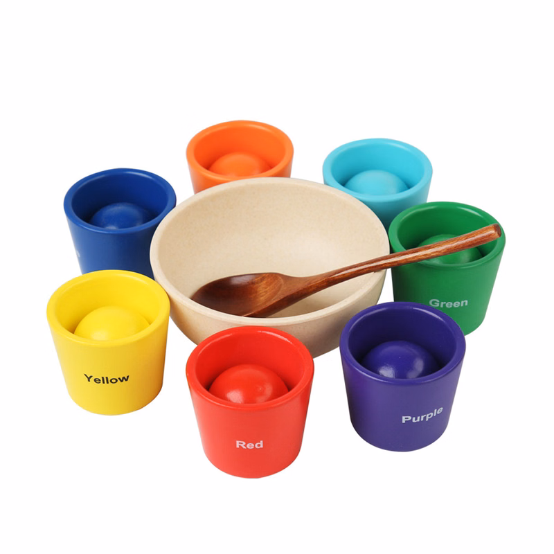 Wooden Balls in Cups Color Sorting Toy