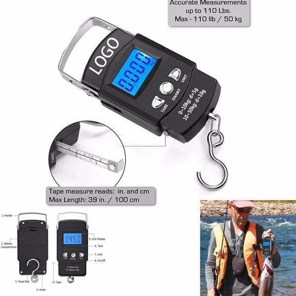 Hanging Scale 110lb with Measuring Tape
