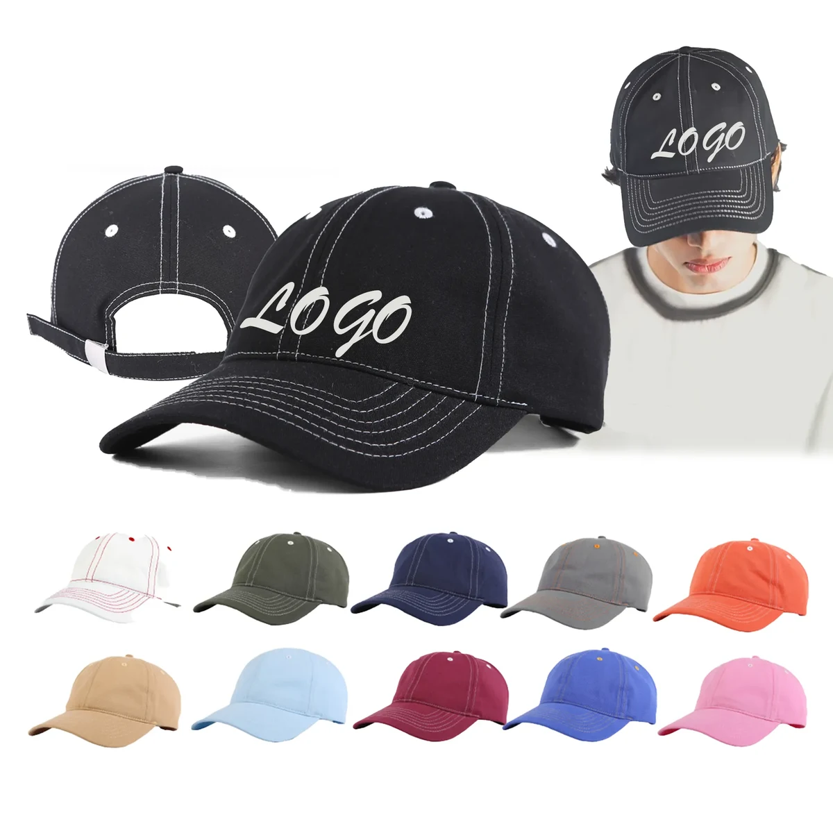 Cotton Fashion Casual 6 Panel Classic Sports Baseball Cap 1