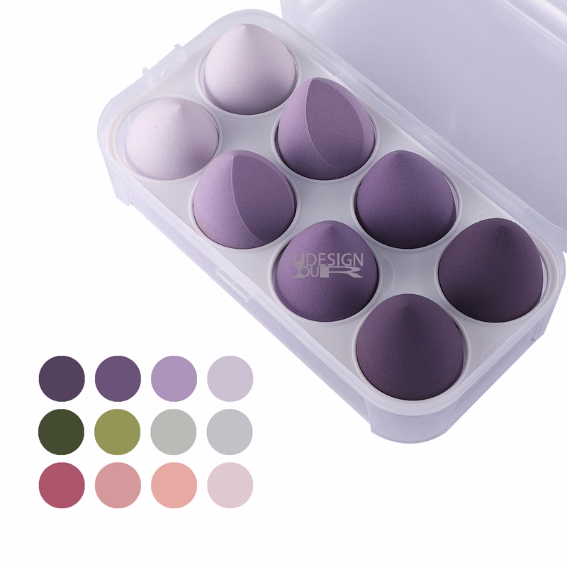 Makeup 8 Pcs Sponge Beauty Blender Case Cream Powder Liquid