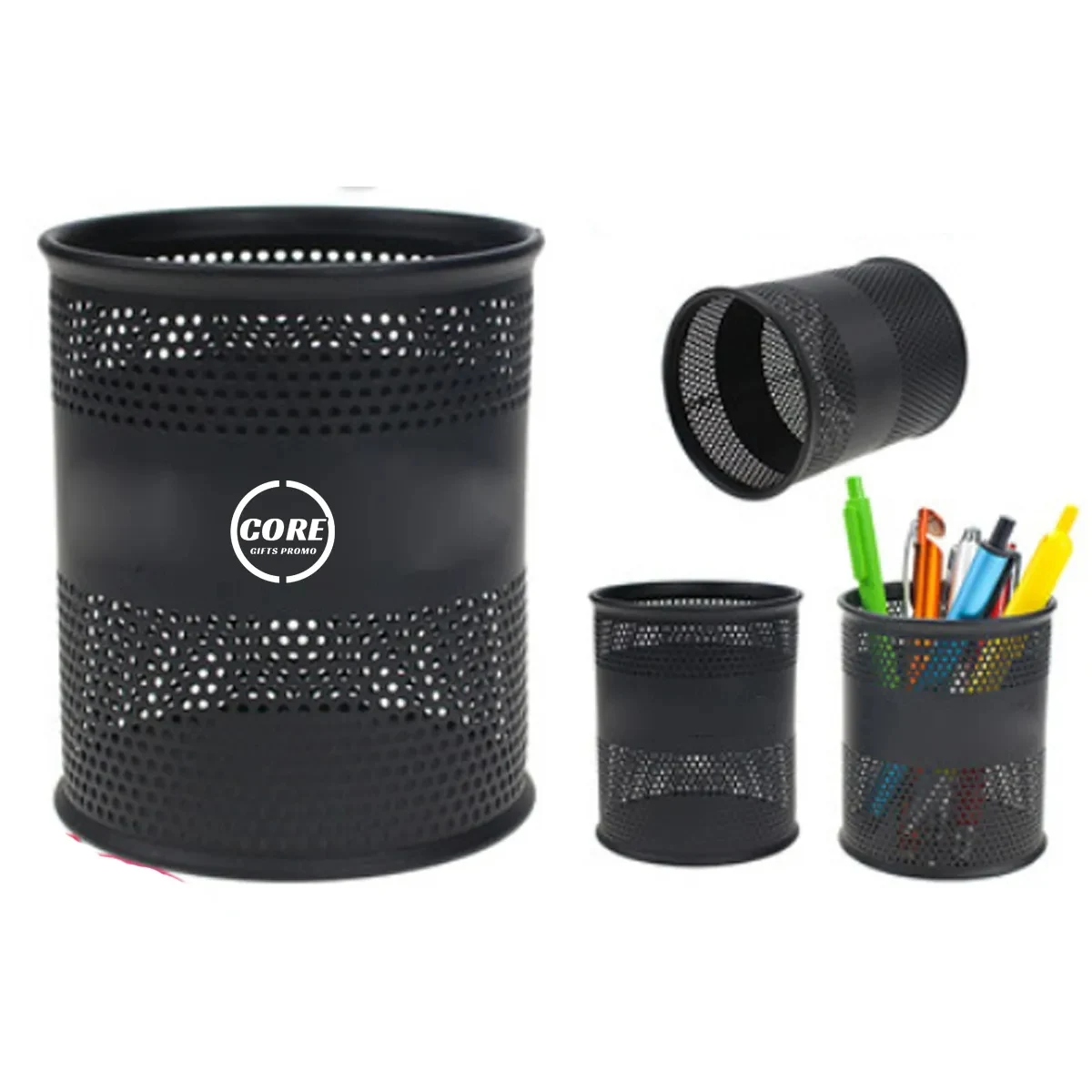 Pen Case Mesh Metal Pencil Brush Pot 1