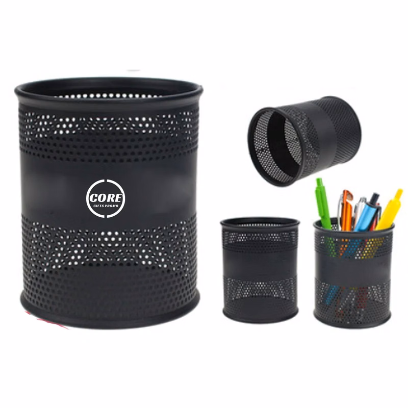 Pen Case Mesh Metal Pencil Brush Pot