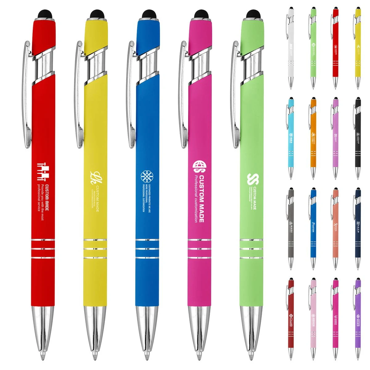 Promotional Laser Engraving Soft-Touch Metal Ballpoint Pen With Stylus (MOQ: 50pcs) 1