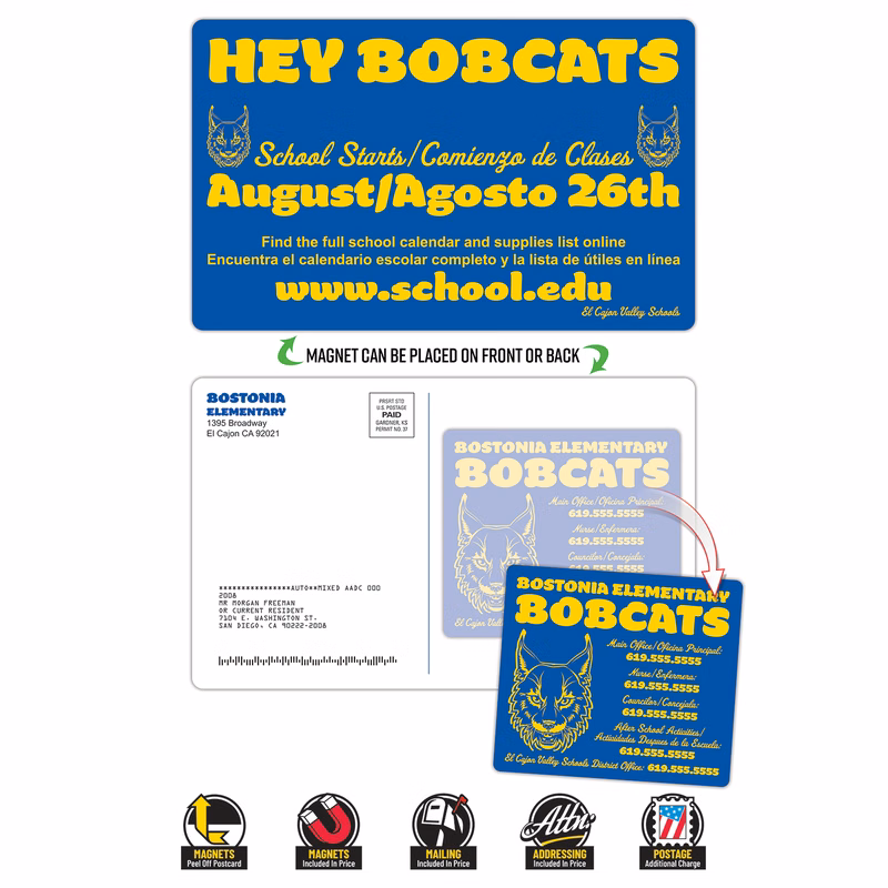 Magna-Peel Laminated Postcard (8.5x5.25; 14pt) with 3.5x4 Round Corner Magnet (25 mil)