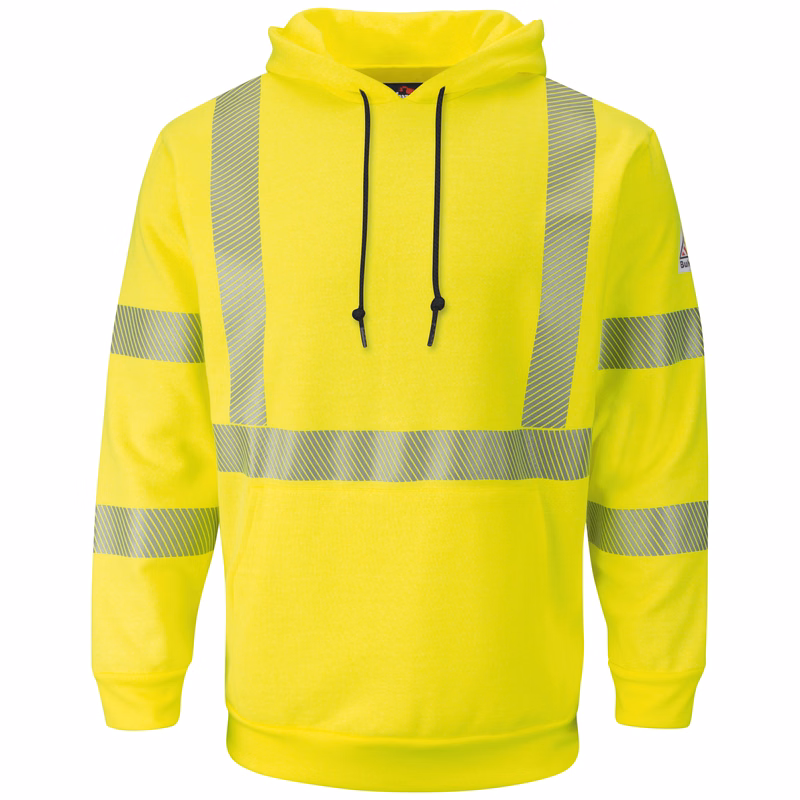 Bulwark® Men's Fleece FR Hi-Visibility Pullover Hooded Sweatshirt